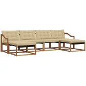 vidaXL Buiten bank set 6 st Natuurlijk en Beige