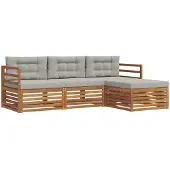vidaXL Buiten bank set Natuurlijk en Licht Grijs 245,5 x 162,5 x 73 cm