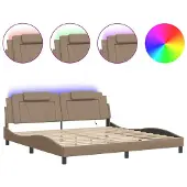 vidaXL Bedframe "Viana" met LED-verlichting, zonder matras, cappuccino-bruin, 200x200 cm