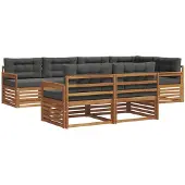 vidaXL Buiten bank set met kussen 7 pcs Natuurlijk en Antraciet