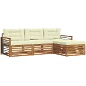 vidaXL Buiten bank set Natuurlijk en Crème 249,5 x 162,5 x 73 cm