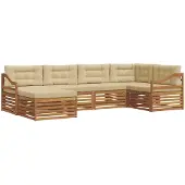 vidaXL Buiten bank set 6 st Natuurlijk en Beige