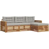 vidaXL Buiten bank set Natuurlijk en Licht Grijs 257,5 x 162,5 x 73 cm
