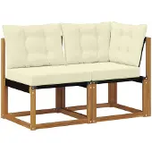 vidaXL Outdoor Midden- en Hoekbank met kussen 2 Stuk Naturel