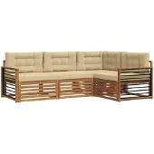 vidaXL Buiten bank set 4 st Natuurlijk en Beige
