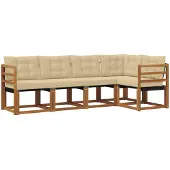 vidaXL Buiten bank set 5 st Natuurlijk en Beige