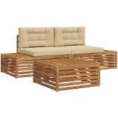 vidaXL 4 st Buiten bank set Massief Acacia Hout en Polyester
