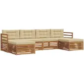 vidaXL Buiten bank set 6 st Natuurlijk en Beige Massief Acacia Hout