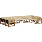 vidaXL Buiten bank set 10 st Natuurlijk en Beige