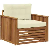 vidaXL Buitensofa Massief Acacia Hout en Polyester Natuurlijk en Crème