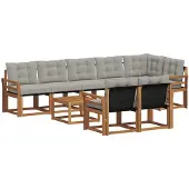 vidaXL Buiten bank set 9 st Natuurlijk en Licht Grijs