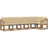 vidaXL Buiten bank set 6 st Natuurlijk en Beige