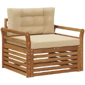 vidaXL Buitensofa Massief Acacia Hout en Polyester Natuurlijk en Beige