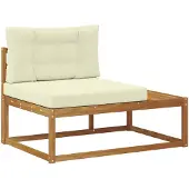 vidaXL Buitenhoekbank met kussen Naturel 115 x 83 x 73 cm