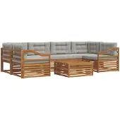 vidaXL Buiten bank set 7 st Natuurlijk en Licht Grijs