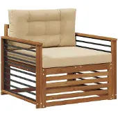 vidaXL Buitensofa Massief Acacia Hout en Polyester Natuurlijk en Beige
