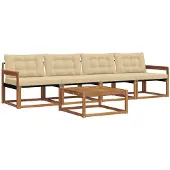 vidaXL Buiten bank set 5 st Natuurlijk en Beige
