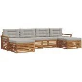 vidaXL Buiten bank set 6 st Natuurlijk en Licht Grijs