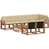 vidaXL Tuinset met 9 zitplaatsen, natuurlijke en beige kleuren