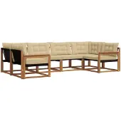 vidaXL Buiten bank set 6 st Natuurlijk en Beige