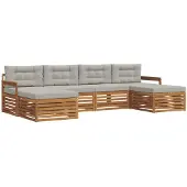 vidaXL Buiten bank set 6 st Naturel en lichtgrijs Massief Acacia Hout