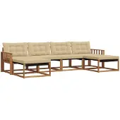 vidaXL Buiten bank set 6 st Natuurlijk en Beige