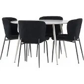 Ebuy24 Plaza eethoek tafel Ø120cm en 4 teddy stoelen beige.
