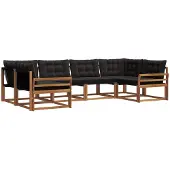 vidaXL Buiten bank set 6 st Natuurlijk en zwart