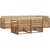 vidaXL Buiten bank set met kussen 7 pcs Natuurlijk en Beige