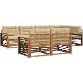 vidaXL Buiten bank set 7 st Natuurlijk en Beige