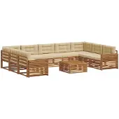 vidaXL Buiten bank set 10 st Natuurlijk en Beige Massief Acacia Hout