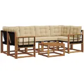 vidaXL Buiten bank set 7 st Natuurlijk en Beige