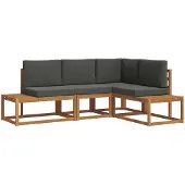vidaXL 4 st Buiten bank set Massief Acacia Hout en Polyester