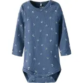 Name it BABY romper blauw Jongens Stretchkatoen Ronde hals All over print - maat 50