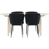 Ebuy24 Andy eethoek tafel 90x180cm en 4 teddy stoelen whitewash.