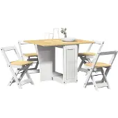 vidaXL 5-delige Eethoek Corona inklapbaar grenenhout wit