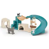 Schleich kattenspeelgoed speelset met krabpaal en wip.