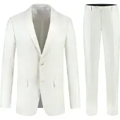 Gents - pak / kostuum ivoorwit 2-delig - Polyblend - Ivoorwit - Maat 102/102