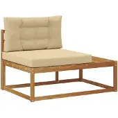 vidaXL Buitenhoekbank met kussen Naturel 115 x 83 x 73 cm