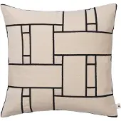 Ferm Living Lattice Offset Kussen 50x50 Cm Gebroken Wit/zwart - Decoratieve kussens & hoezen Dons Black - 1104272921