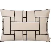 Ferm Living Lattice Offset Kussen 40x60 Cm Gebroken Wit/zwart - Decoratieve kussens & hoezen Dons Black - 1104272922