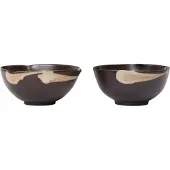 Ferm Living Kom Koyo Dark Brown / Buff 11,5 cm (Set van 2)