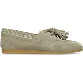Manfield Groene suède loafers met kwastjes | Maat 38