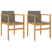 vidaXL Tuinstoelen 2 st poly rattan en massief hout grijs