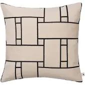 Ferm Living Lattice Offset kussenhoes Off-white-zwart, 50x50 cm