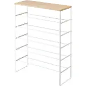 SmartaSaker Schoenenrek met Houten Bovenblad - 6 niveaus - Tower - Wit