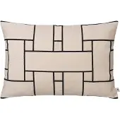 Ferm Living Lattice Offset kussenhoes Off-white-zwart, 40x60 cm