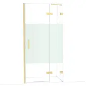 Maxaro Diamond Douchedeur | 100 cm Glanzend lichtgoud Helder met matte strook Draaideur