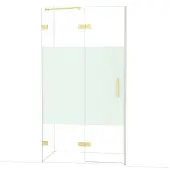 Maxaro Diamond Douchedeur | 110 cm Glanzend lichtgoud Helder met matte strook Draaideur