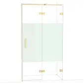 Maxaro Diamond Douchedeur | 110 cm Glanzend lichtgoud Helder met matte strook Draaideur